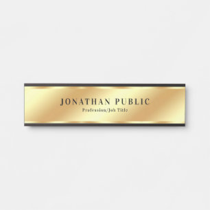 Placa De Porta Modelo preto e Dourado elegante