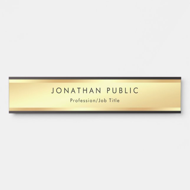 Placa De Porta Modelo Profissional Moderno Elegante em Ouro Falso (Frente)