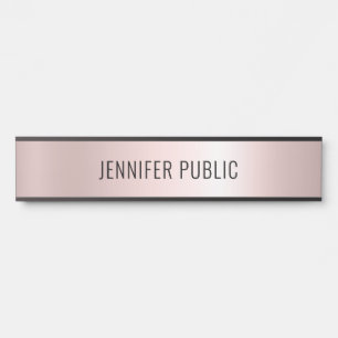 Placa De Porta Modelo Simples Moderno Dourado Rosa Casa Longo