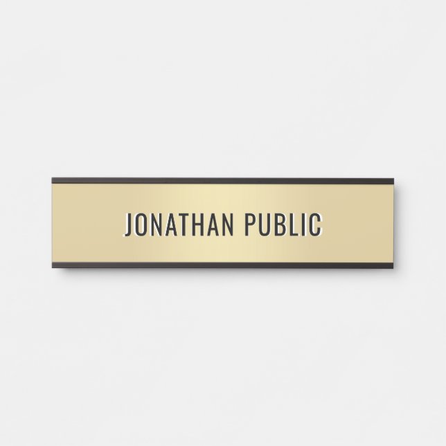 Placa De Porta Modelo Simples Moderno Personalizado Elegante Dour (Frente)