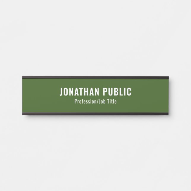 Placa De Porta Modelo Verde Elegante Personalizado Moderno (Frente)