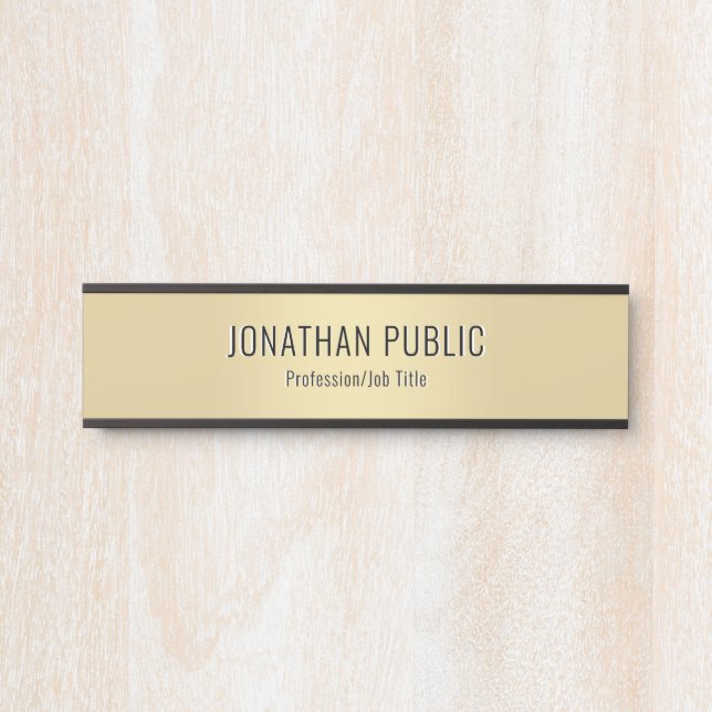 Placa De Porta Modern Elegant Glamour Template Black And Gold (Frente)