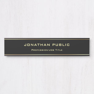 Placa De Porta Moderno Dourado Modelo De Glamor Preto