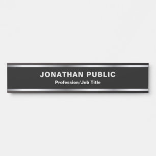 Placa De Porta Moderno Preto e Prata Personalizado Glamour Luxuos