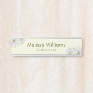 Placa De Porta Mola-d-água Branca de Cosmos Flores Botânicas