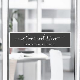 Placa De Porta Monograma Elegante Moderno e Branco Negro