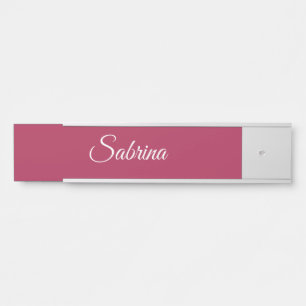 Placa De Porta Monograma minimalista rosa cereja