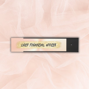 Placa De Porta Monogramas Peach e negócios Dourados  