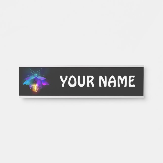 Placa De Porta Neon Firefly a preto (Frente)