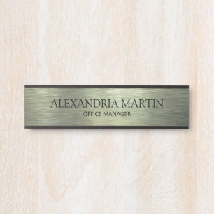 Placa De Porta Nome do Cargo Verde Metálico Moderno Minimalista