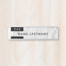 Placa De Porta Nome do Escritório de Mármore Branco da Cinza Mini
