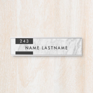 Placa De Porta Nome do Escritório de Mármore Branco da Cinza Mini