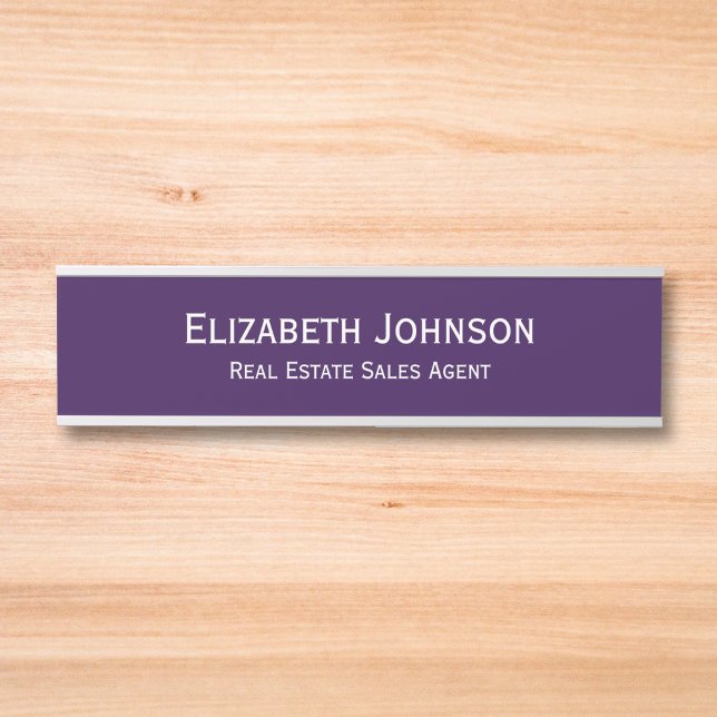 Placa De Porta Nome do escritório profissional Título Roxo (Professional Business Office Name Title Purple Door Sign)