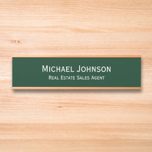 Placa De Porta Nome do escritório profissional Título Verde escur