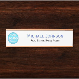 Placa De Porta Nome do logotipo do escritório branco profissional