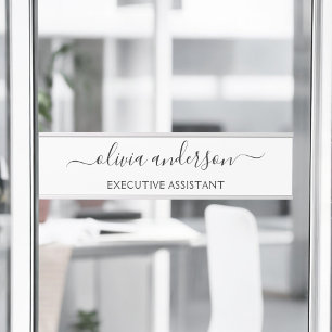 Placa De Porta Nome do Monograma Girly de Script Moderno Branco N