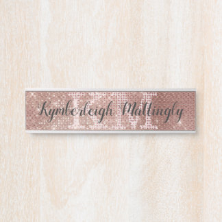 Placa De Porta Nome do Monograma Glitter Sparkle Glitter Glitter