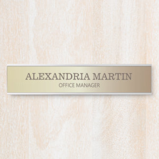 Placa De Porta Nome Metálico Moderno Dourado Cargo Cargo Cargo Si