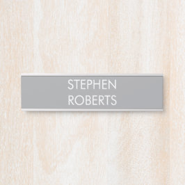 Placa De Porta Nome personalizado minimalista cinza