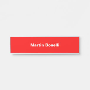 Placa De Porta Nome personalizado Mínimo Vermelho Vermelho Modern