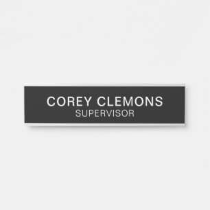 Placa De Porta Nome personalizado profissional Título Black White