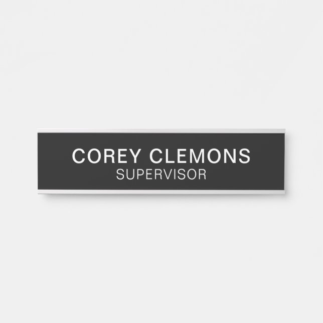 Placa De Porta Nome personalizado profissional Título Black White (Frente)