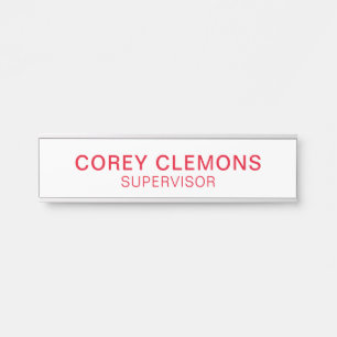 Placa De Porta Nome personalizado profissional Título Office Red