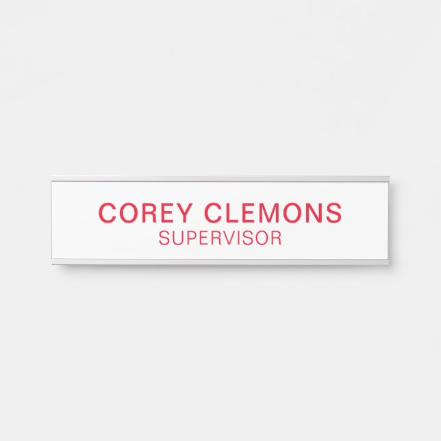 Placa De Porta Nome personalizado profissional Título Office Red  (Frente)