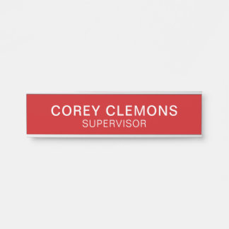 Placa De Porta Nome personalizado profissional Título Red & White