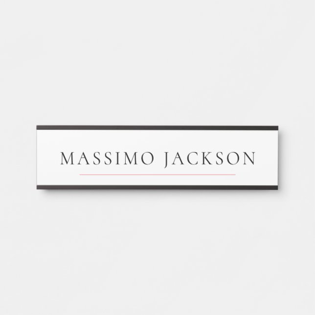 Placa De Porta Nome Próprio Decorativo Chic Simples Preto Branco (Frente)