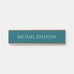 Placa De Porta Nome Próprio Simples Cor Azul Escuro Personalizado