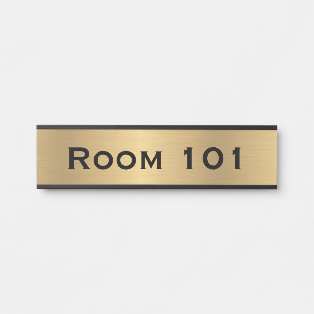 Placa De Porta Número de Sala Dourada - Assinar o edifício do Hot (Frente)