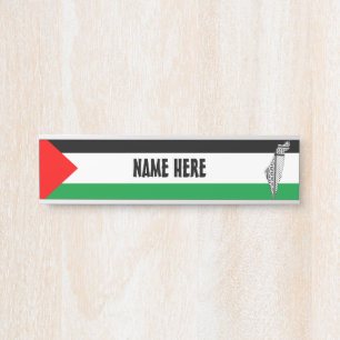 Placa De Porta Palestina - Bandeira e Mapa com Padrão Keffiyeg