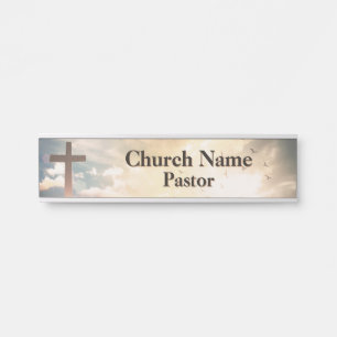 Placa De Porta Pássaros do Nascer do Sol Cruzam Pastor da Igreja