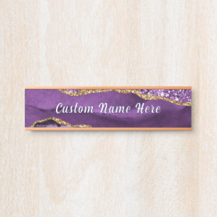 Placa de Porta Personalizada com Nome em Dourado R