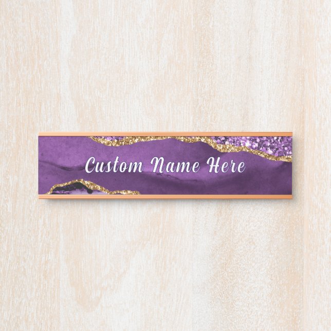 Placa de Porta Personalizada com Nome em Dourado R (Frente)