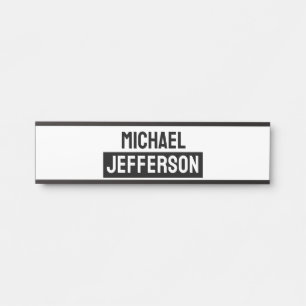 Placa De Porta Personalizado Personalizado Preto Branco Simples E