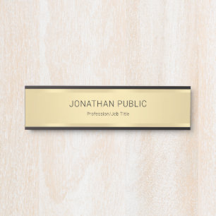 Placa De Porta Personalizar Black Faux Dourado Glamorous Modelo M