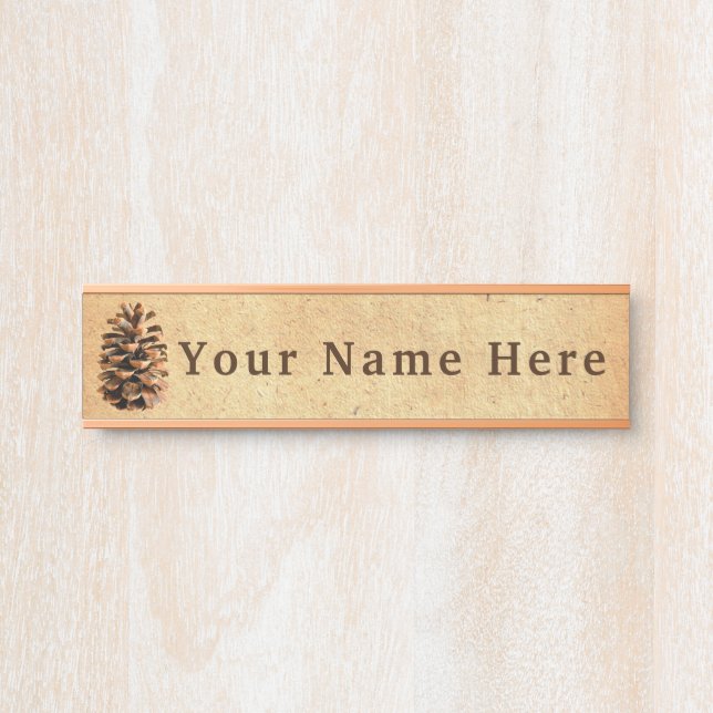 Placa De Porta Pine Cone Sobre Papel Antigo (Frente)