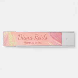 Placa De Porta Pink gold glitter custom name