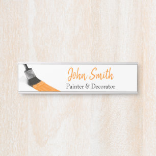 Placa De Porta Pintor Service Company Brush Orange