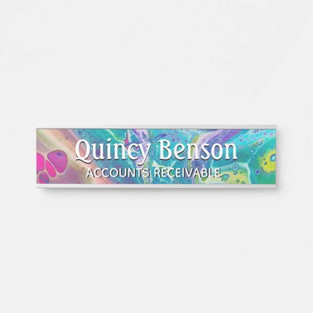 Placa De Porta Placa de Arte do Fluxo Acrílico Psicodélico (Frente)