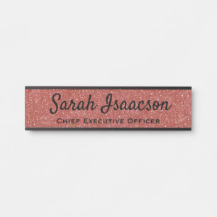 Placa De Porta Placa de Nome da Porta Glitter do Office Pink Faux