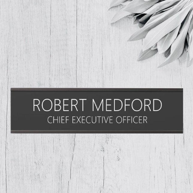 Placa De Porta Placa de Nome de Porta Negra Profissional Moderna (Criador carregado)