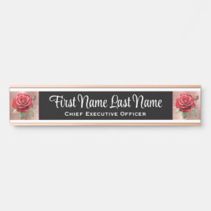 Placa De Porta Placas de Nome de Porta de Escritório Floral Rosas