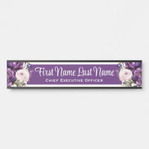 Placa De Porta Placas de Nome de Porta de Escritório Floral Roxo