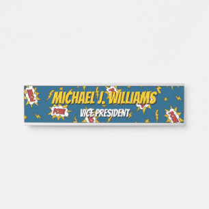 Placa De Porta Pow Comic Sound Effect Pattern