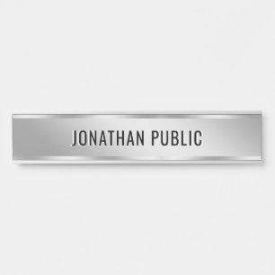 Placa de Porta Prata com Texto Personalizado Desig
