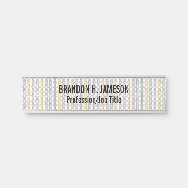 Placa De Porta Prata e Padrão Dourado (Frente)