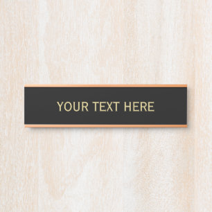Placa de Porta Preta e Dourada Personalizada Nom